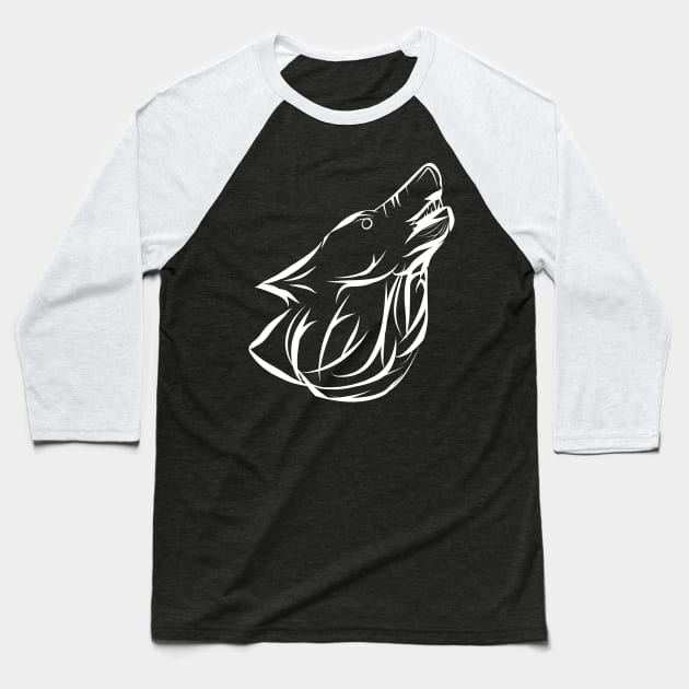 Tribal Howling WOlf Baseball T-Shirt by Faishal Wira